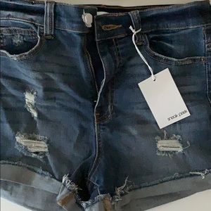 Demin distressed shorts